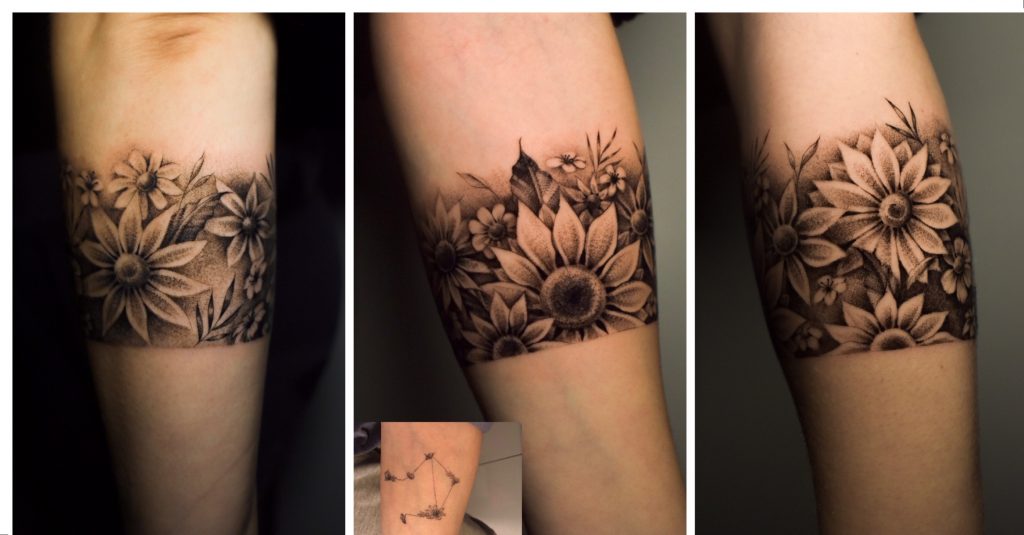 Sude Erdem İnk Tattoo & Design Eskişehir.  Coverup (Kapatma) Sunflower (ayçiçeği) dövmesi Aklınızdaki dövme tasarımları ve modellerinin fiyat bilgisi için bizimle iletişime geçiniz.