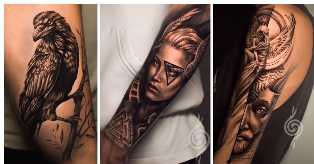 sude erdem ink eskisehir tattoo & design dövme modelleri portrait,  kuzgun tasarımı, viking kadın savaşçı modeli