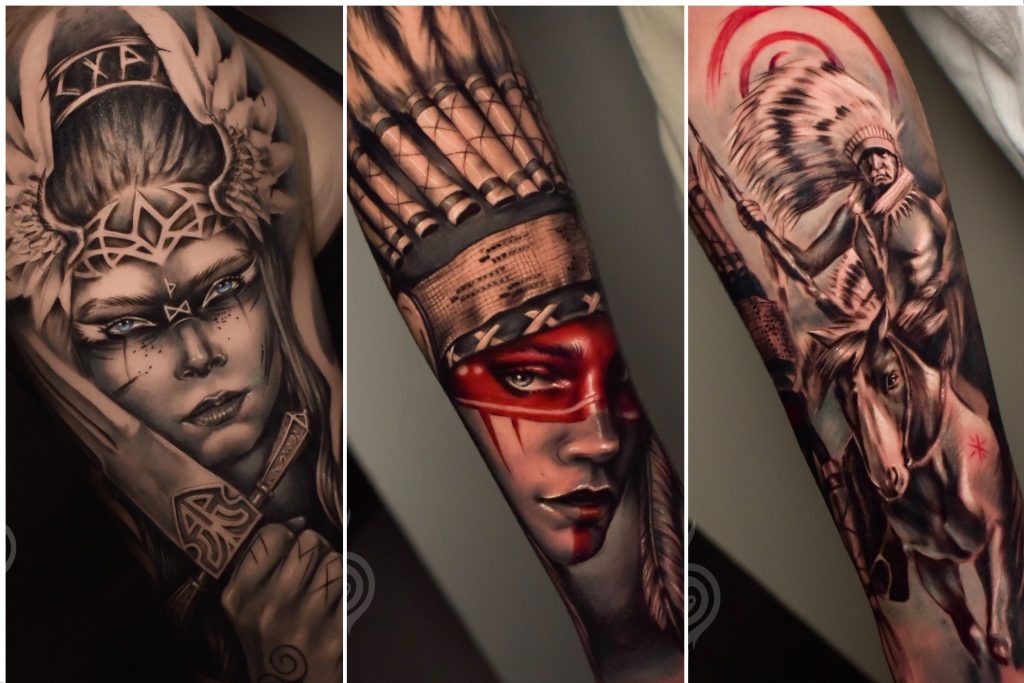 sude erdem ink eskisehir tattoo & design dövme modelleri portrait, horse at, sword, shaman (şaman)  native american ( kızılderili yerli )tasarımı, viking kadın savaşçı modeli. Aklınızdaki dövme tasarımları ve modellerinin fiyat bilgisi için bizimle iletişime geçiniz.