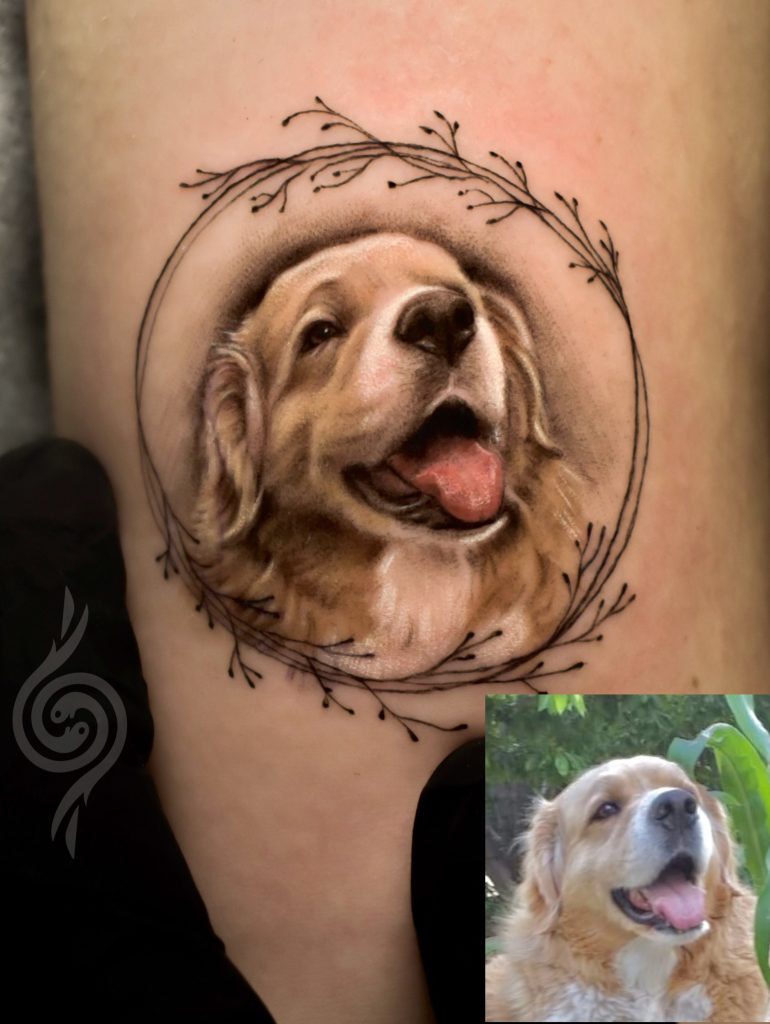 Sude Erdem İnk Tattoo & Design Eskişehir.  Colorful (renkli) Pet Dog Portrait  Tattoo Design (Köpek Portresi Renkli dövme tasarımı)  dövme modelleri. Aklınızdaki dövme tasarımları ve modellerinin fiyat bilgisi için bizimle iletişime geçiniz.